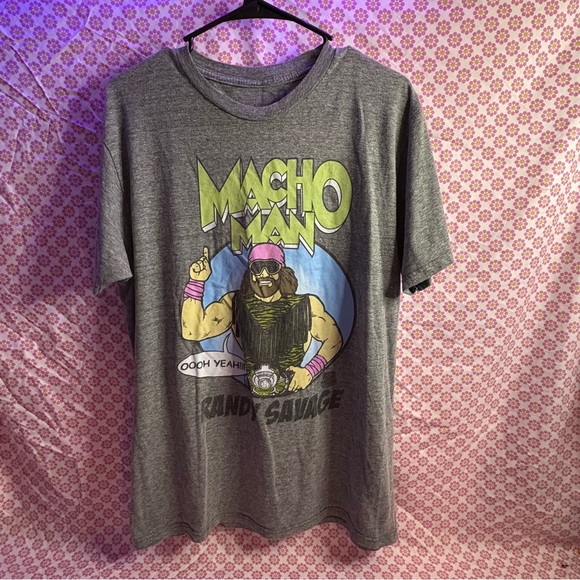 WWE Macho Man Randy Savage T-Shirt Gray Graphic Wrestling Tee Size Large - Picture 1 of 4